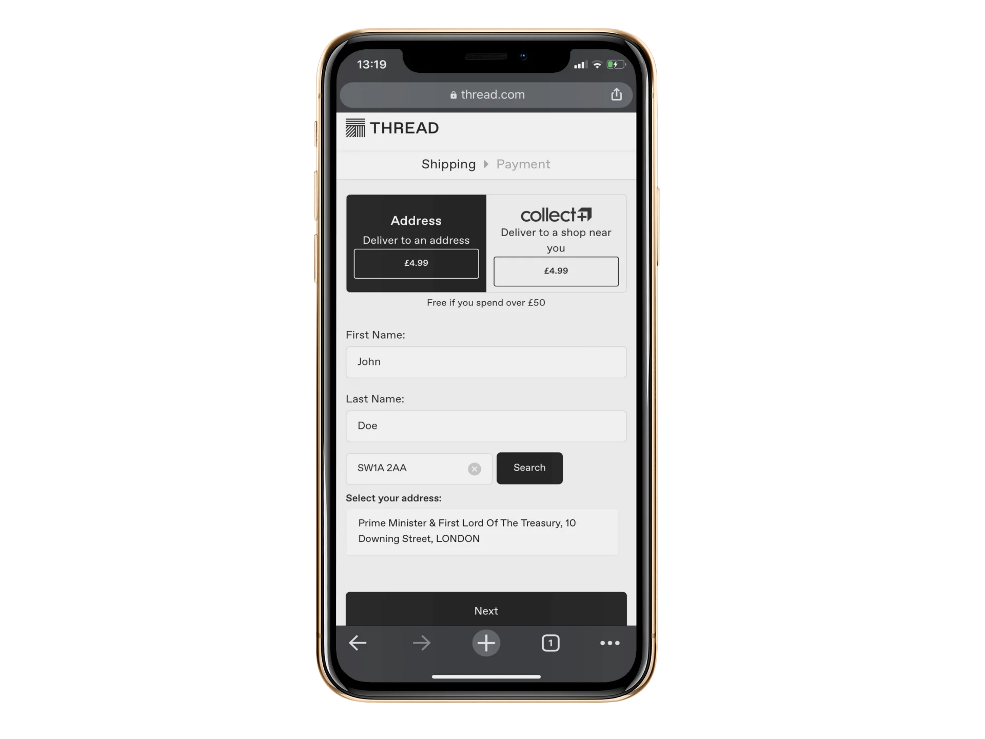 Thread Postcode Lookup