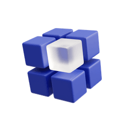 2x2 Blue cube with a white corner cube