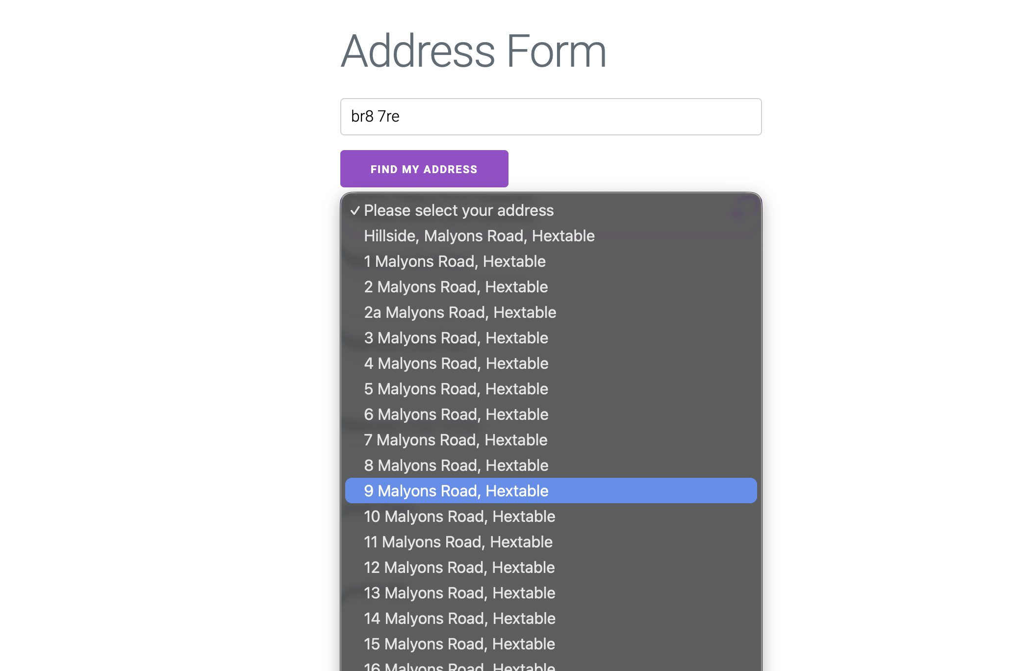 Postcode Lookup